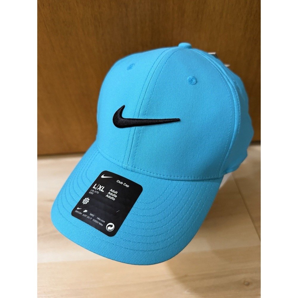 Nike Dri Fit Club Structured Swoosh Golf Cap/Hat Size L/XL Teal Blue New Flaw